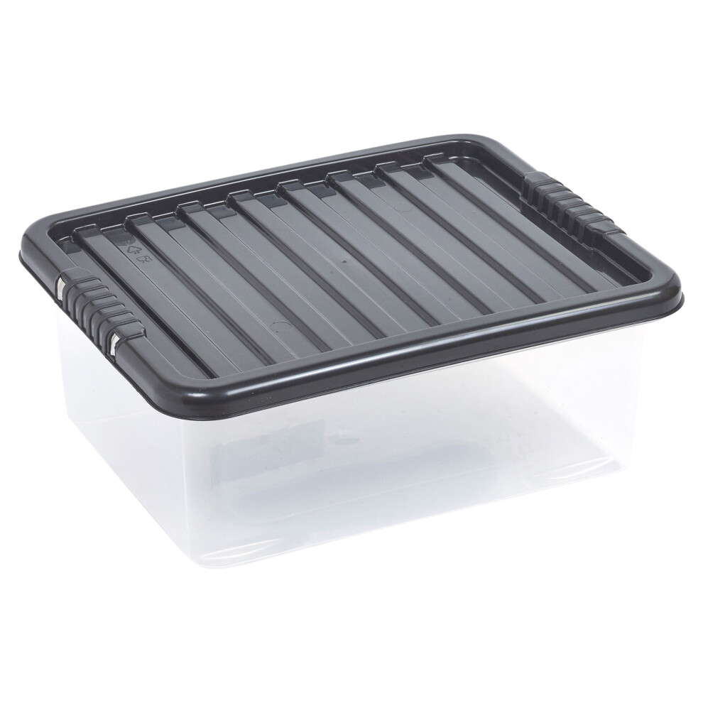 (32 Litre, Black) Storage Boxes Stackable Container Lightweight