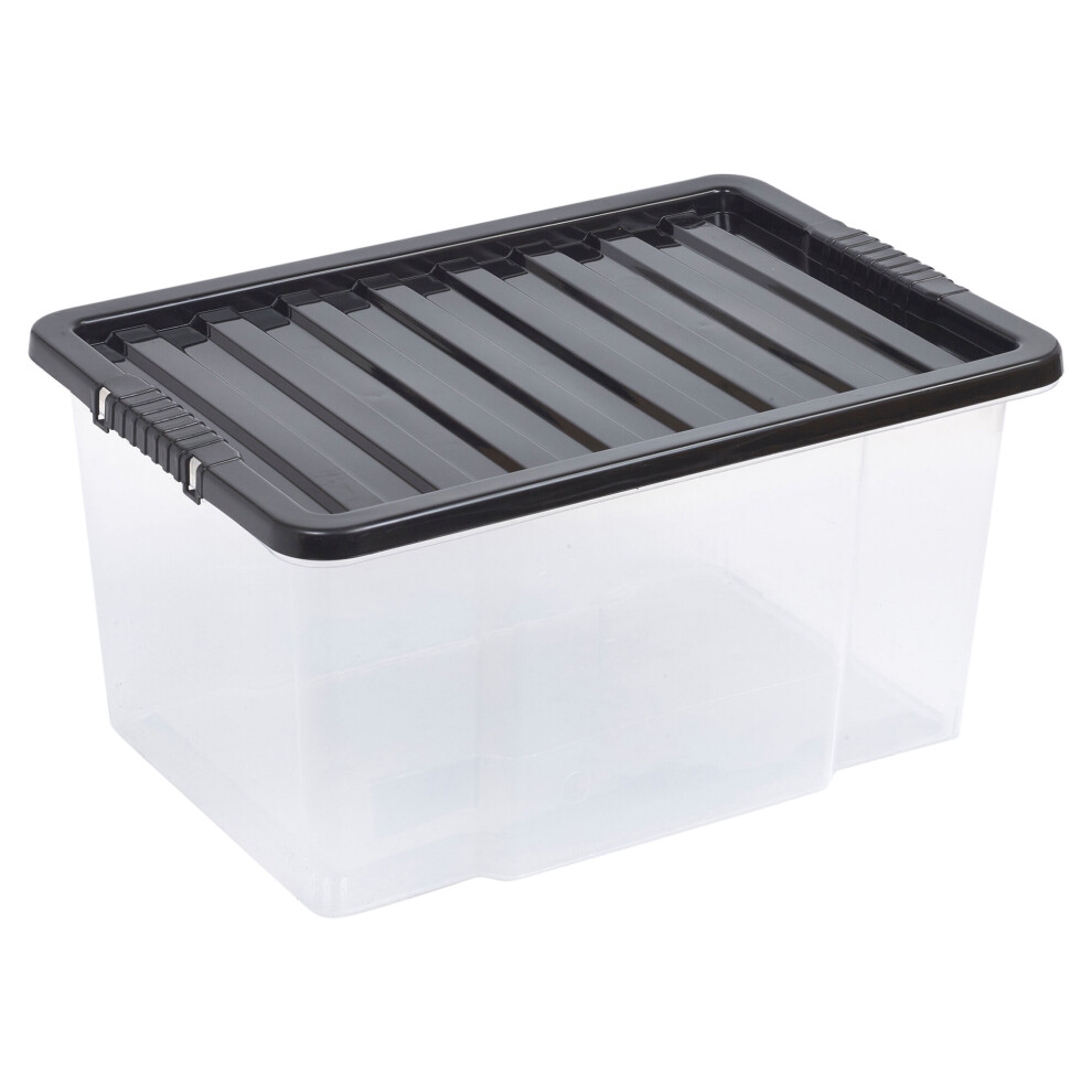 (50 Litre, Black) Storage Boxes Stackable Container Lightweight