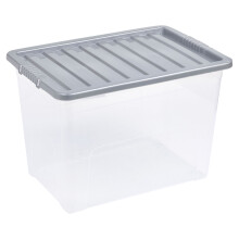(75L, Silver) 2 X Storage Boxes Stackable Container Lightweight