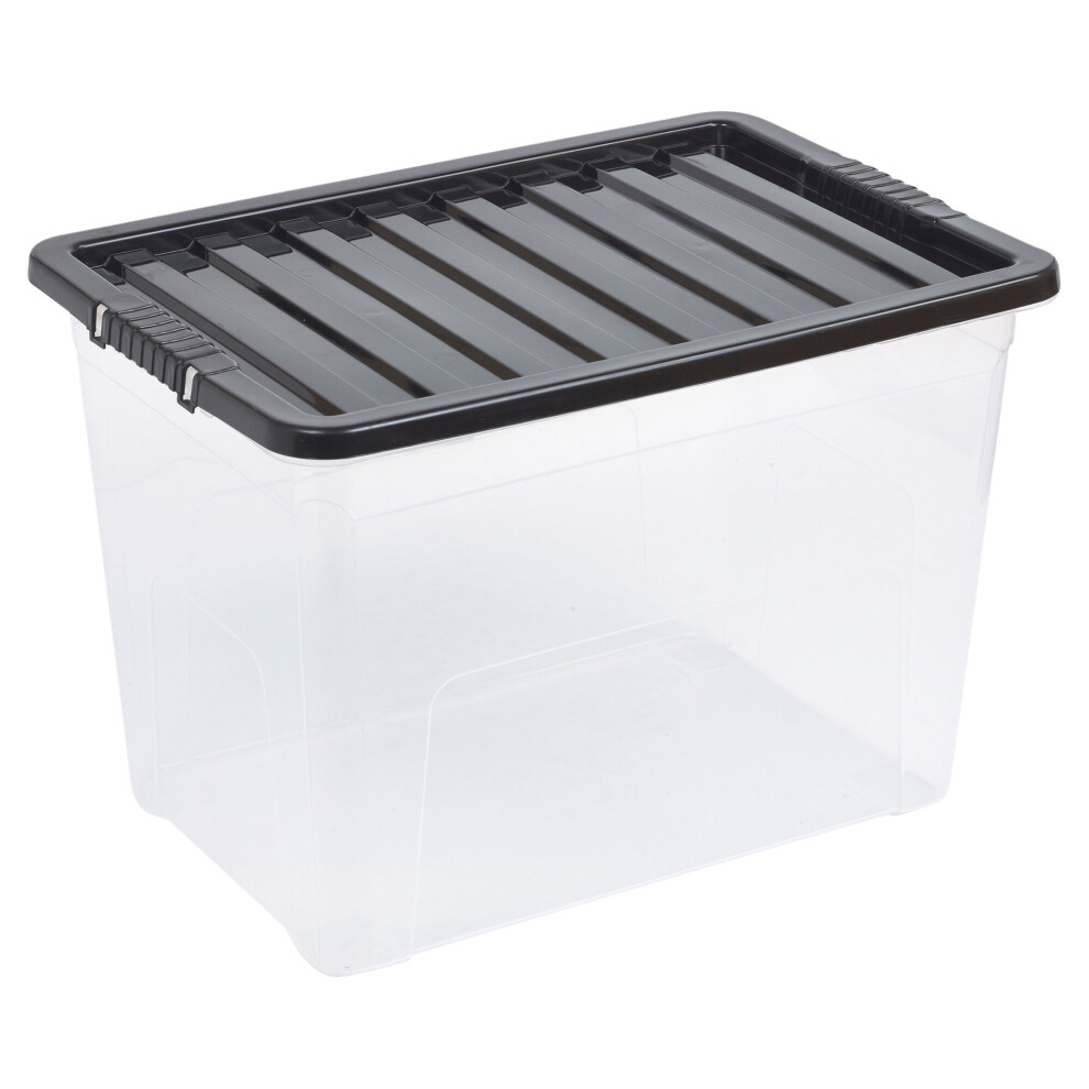 (75L, Black) 2 X Storage Boxes Stackable Container Lightweight