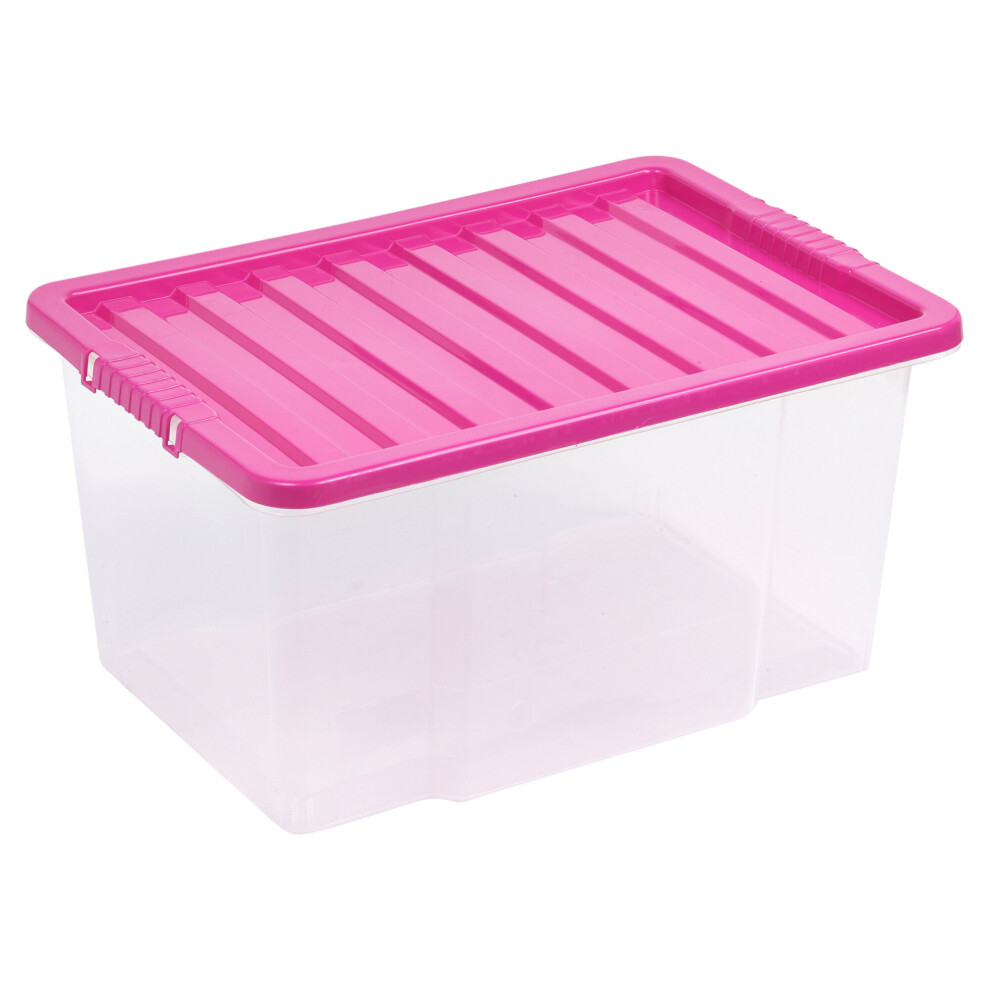 (50L, Pink) 2 X Storage Boxes Stackable Container Lightweight