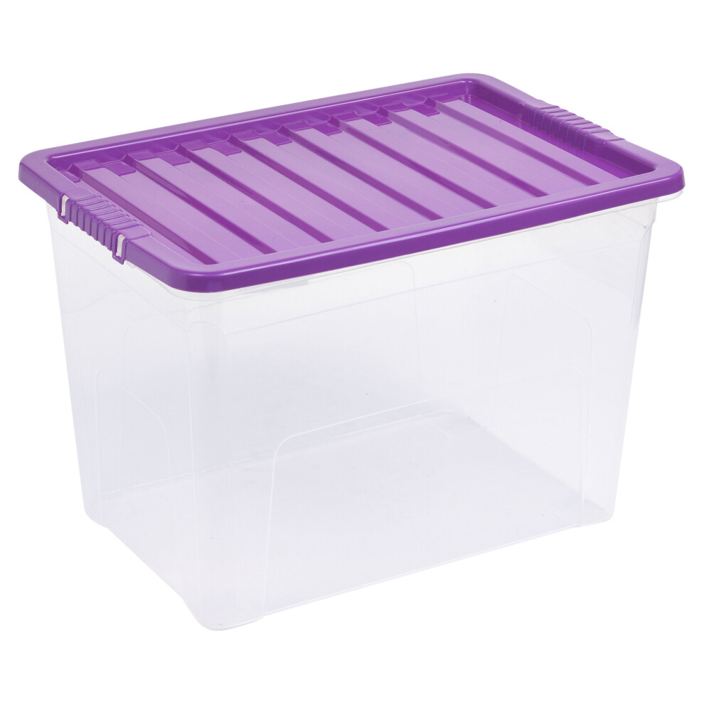 (75L, Purple) 2 X Storage Boxes Stackable Container Lightweight