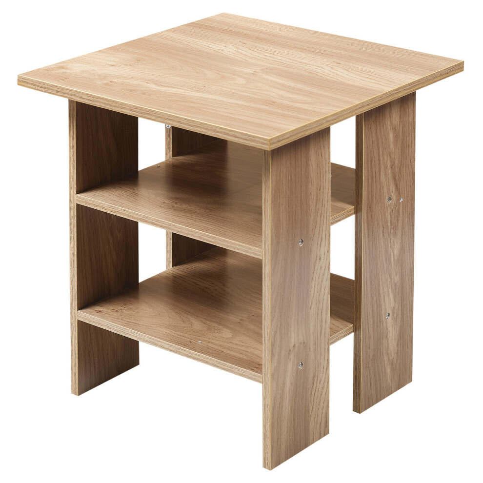 Urbn Living (Oak, No Drawer) 2 Tier Wooden Table Bedside Nightstand 1 Drawer