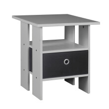 (Grey, Black) 2 Tier Wooden Table Bedside Nightstand 1 Drawer