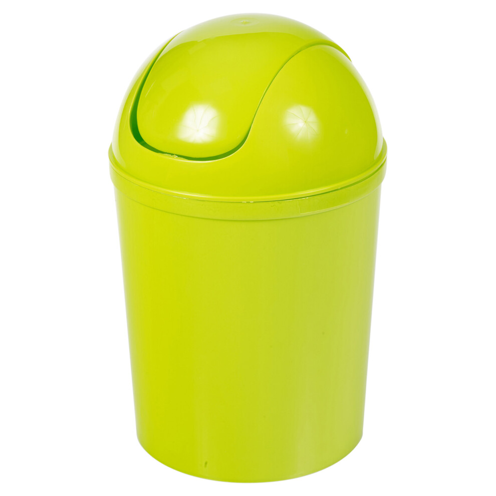 (Green) Plastic 5 Liter Swing Operated Waste Dustbin Rubbish Garbage Bin Bathroom Toilet