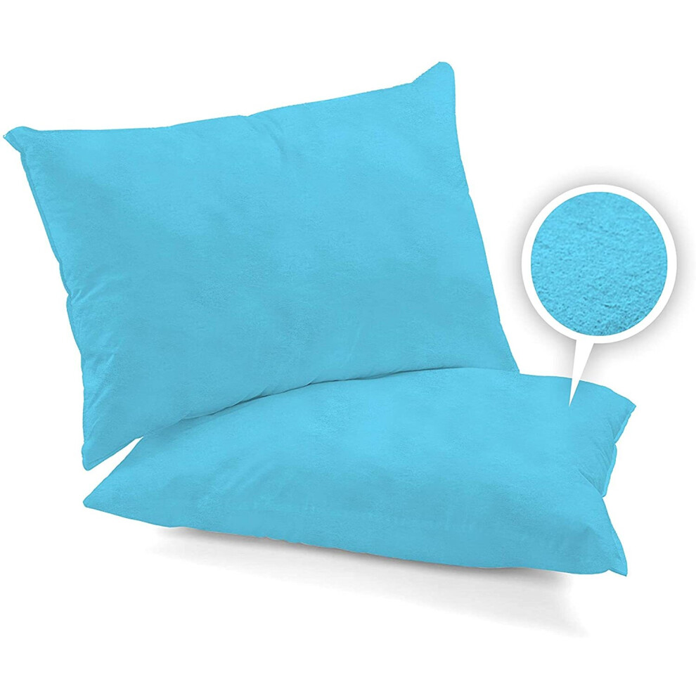 (LT Blue, Pair of Pillowcase) Super Soft 100% Brushed Cotton Thermal Flannelette Sheets Set (Fitted Sheet + Flat Sheet + Pair of Pillowcases) Availabl-image-OPC-P72W75X-NEW