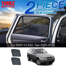 TUNEZ Sunshades - Custom Side Window Sunshades Magnetic Sun Shade Rear Door Side Car (Compatible with BMW X3, E83 Year 2003-2010)