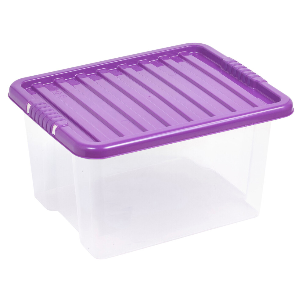 (35L, Purple) 5 X Storage Boxes Stackable Container Lightweight