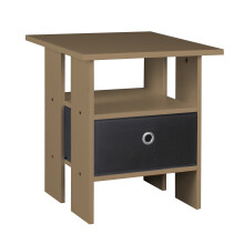 (Oak, Black) 2 Tier Wooden Table Bedside Nightstand 1 Drawer