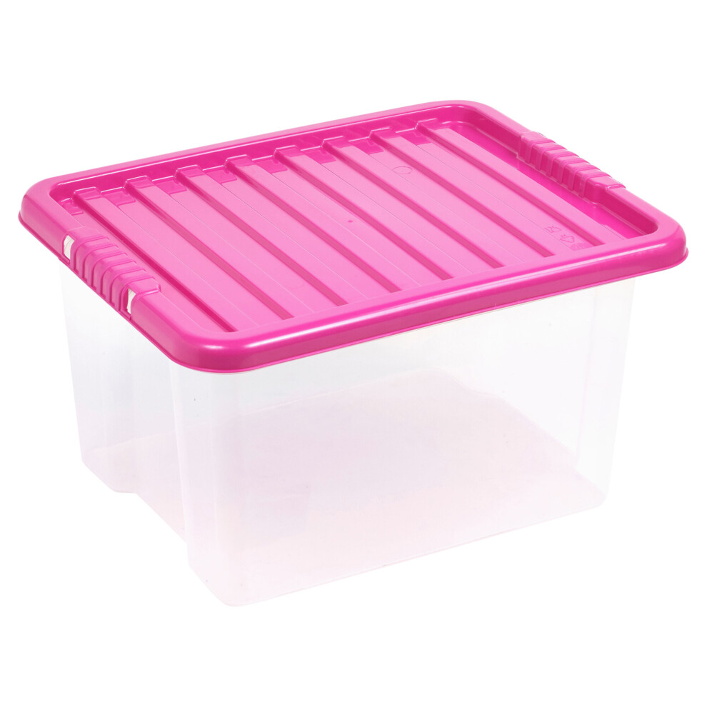 (35L, Pink) 5 X Storage Boxes Stackable Container Lightweight