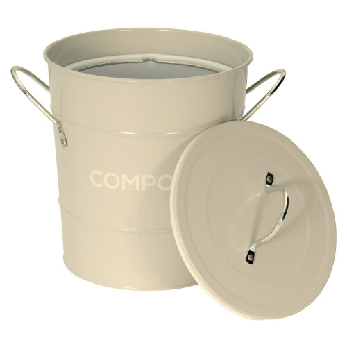 (Light Greay) Metal Compost Caddy - Recycling Food Waste Bin 1