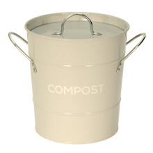 (Light Greay) Metal Compost Caddy - Recycling Food Waste Bin