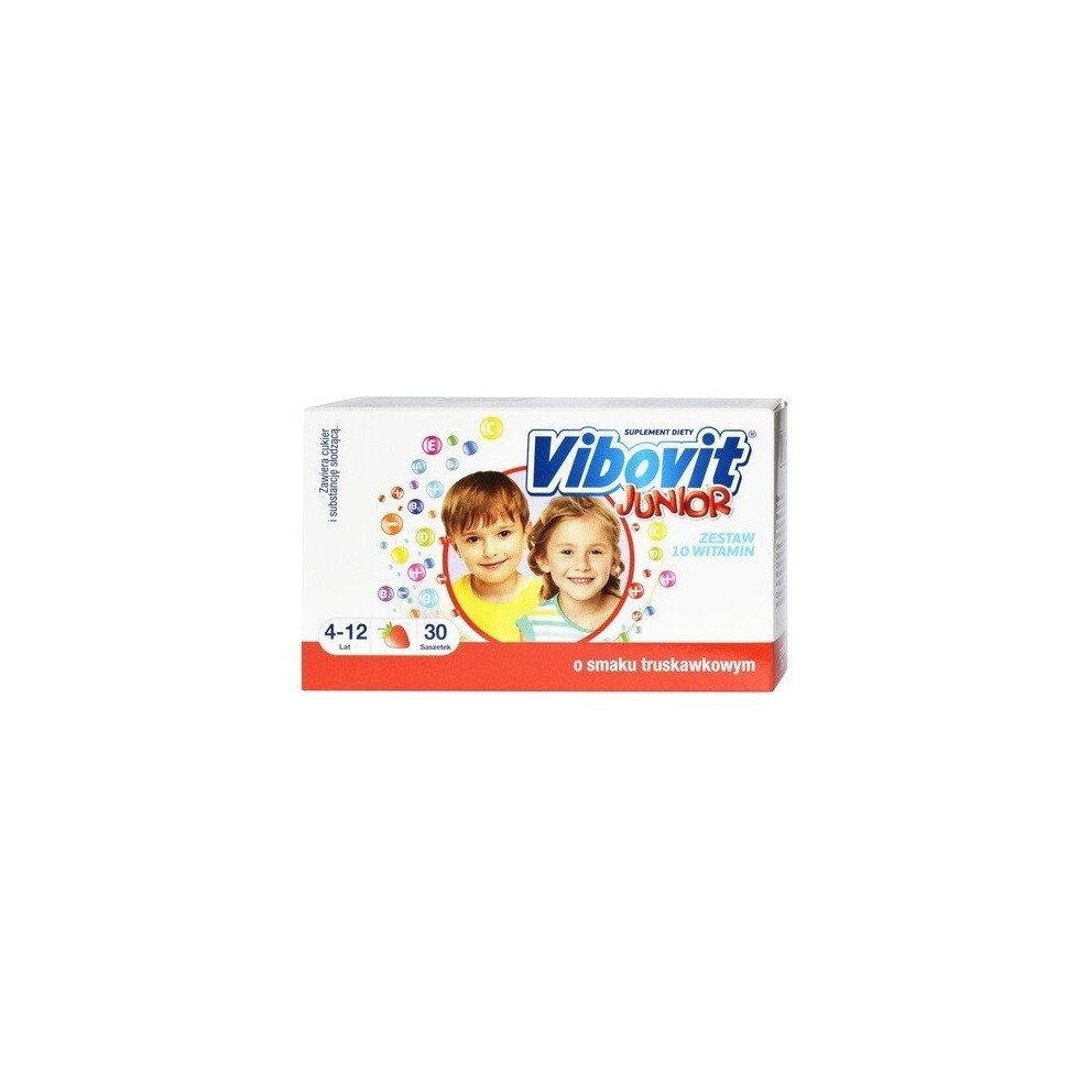 Teva Pharmaceuticals Vibovit Junior Strawberry Flavour Vitamins For Kids Aged 4-12, 30 Sachets