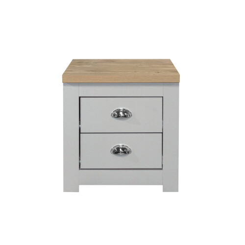 Birlea Birlea Highgate 2 Drawer Bedside - Grey & Oak - Farmhouse Style 2
