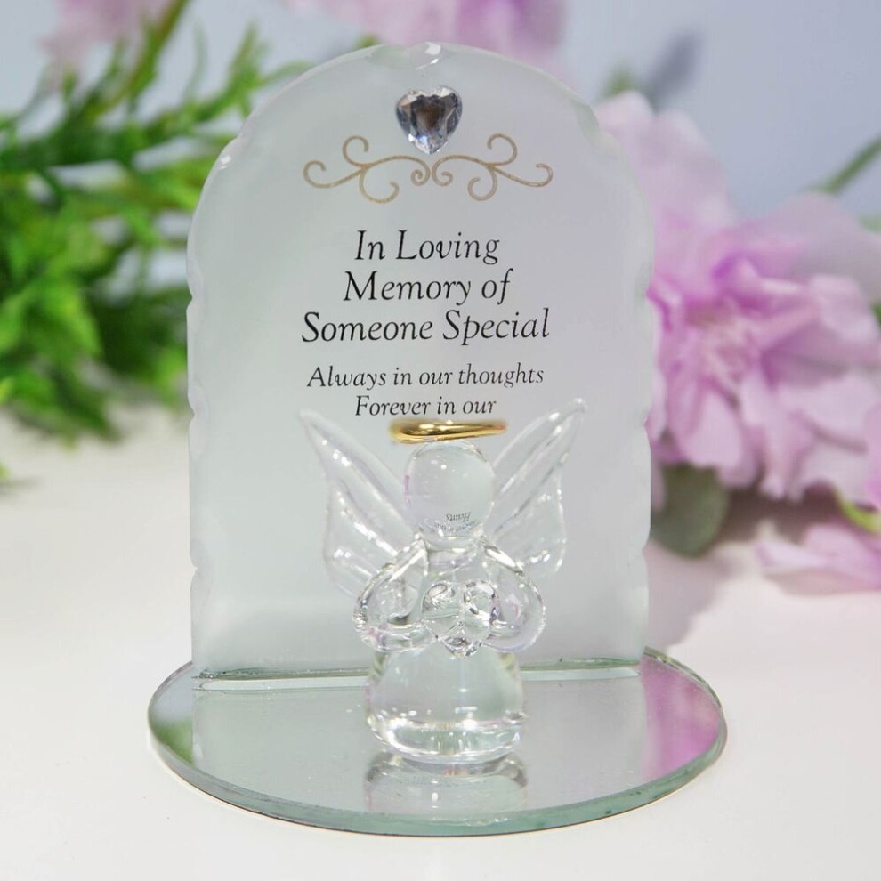 Thoughts Of You Memorial Glass Plaques with Angel - Someone Special