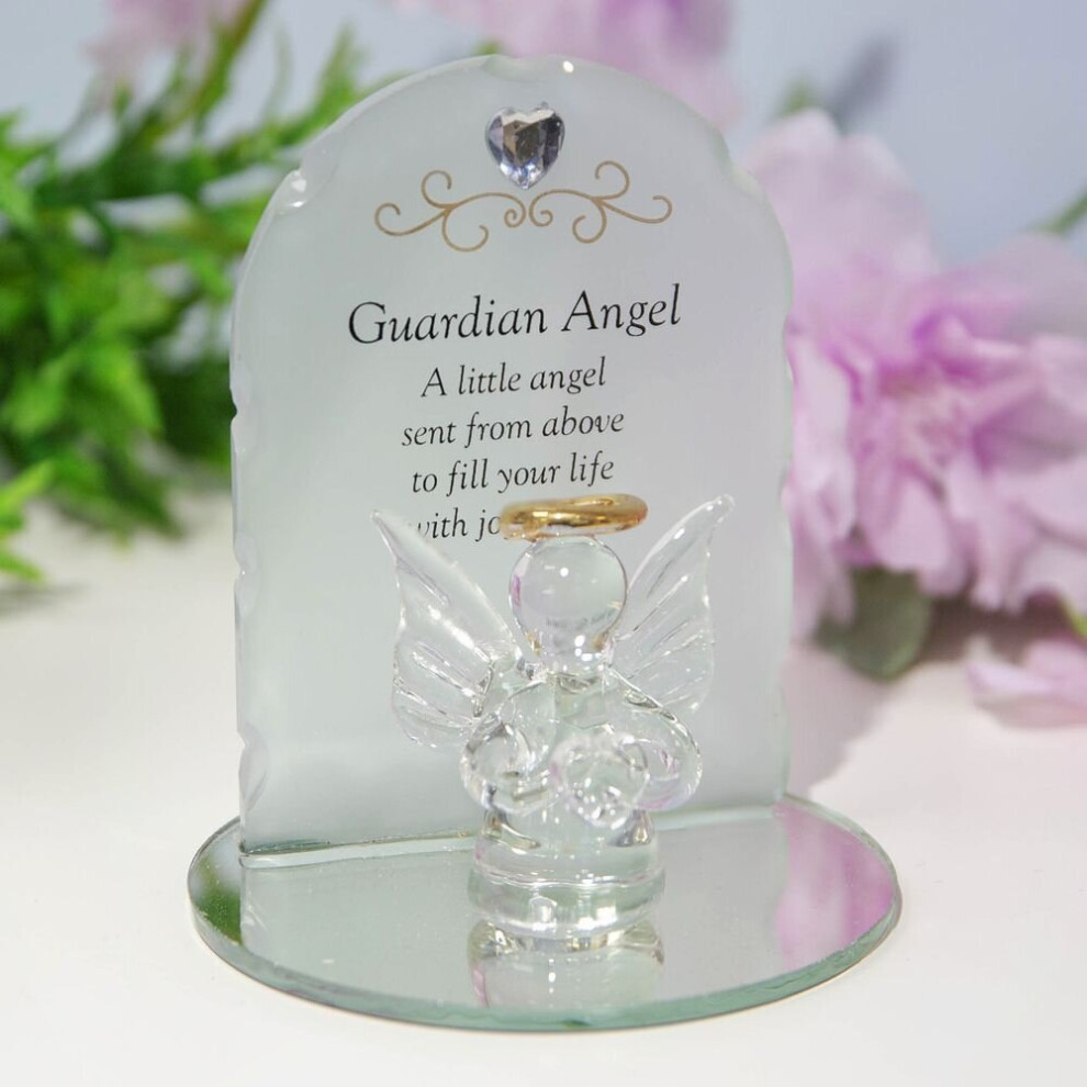 Celebrations Thoughts Of You Memorial Glass Plaques With Angel - Guardian Angel