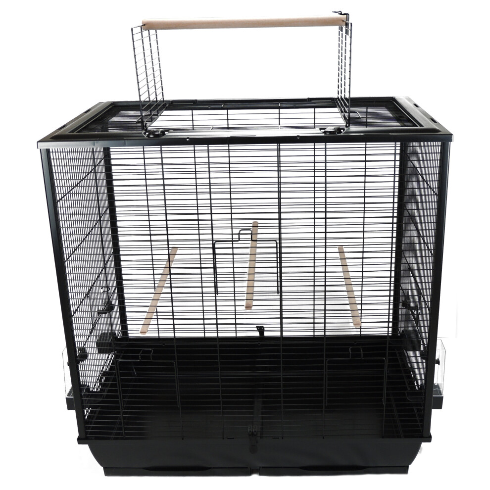 Little-Friends Bird Cage For Cockatiel Budgie Perches Feeders - The Waldorf Black