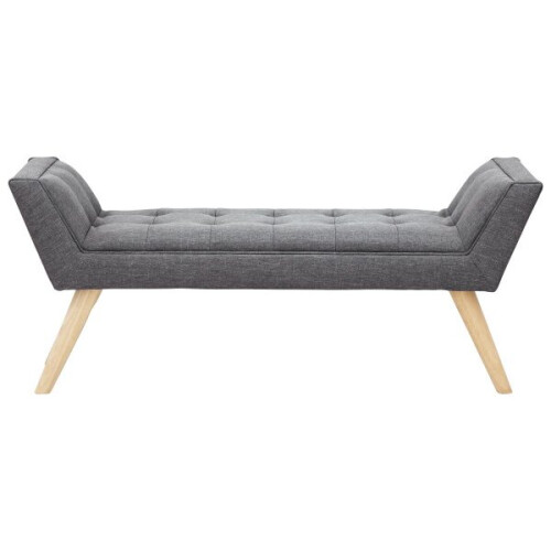 Milan Dark Grey Fabric Window Button Seat Bench with Solid Wooden Legs 1