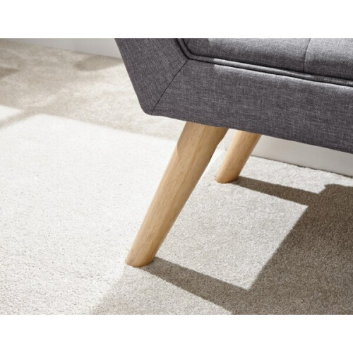 Milan Dark Grey Fabric Window Button Seat Bench with Solid Wooden Legs 2