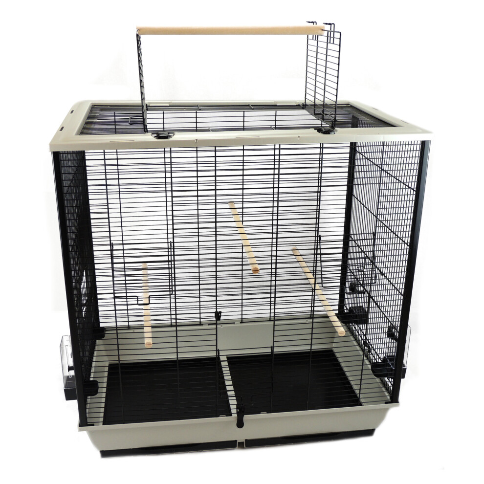 Little-Friends Bird Cage For Cockatiel Budgie Perches Feeders - The Waldorf Grey