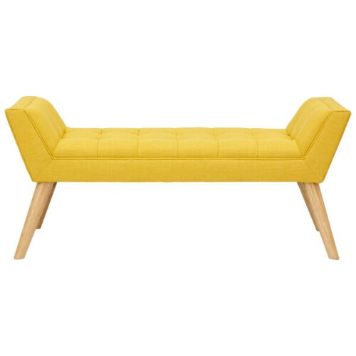 Milan Mustard Fabric Window Button Seat Bench with Solid Wooden Legs 1