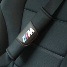 2Pcs Black Car Seat Belt Shoulder Cushion Cover Pad Fit For BMW M Car