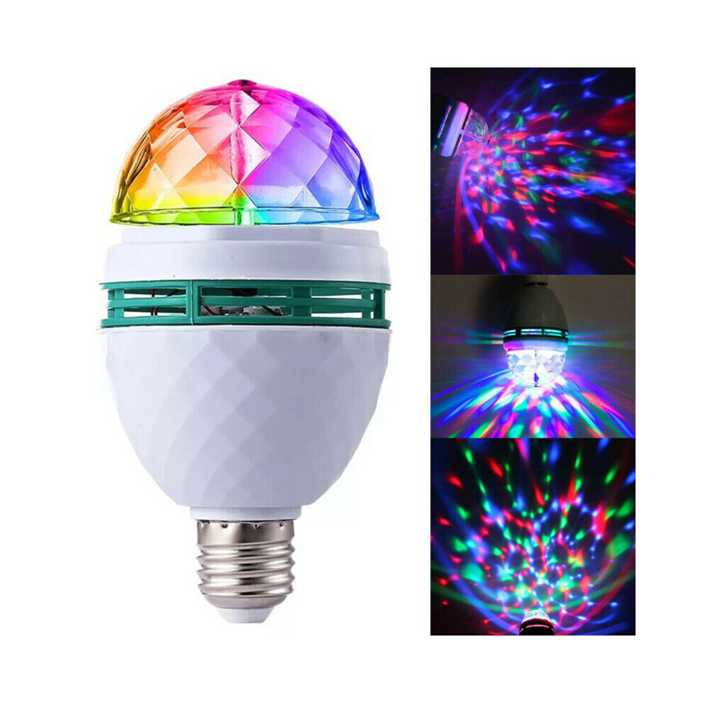 Disco Changing Bulb Lamp 3W E27 RGB Crystal Ball Auto Rotating LED Stage Lights