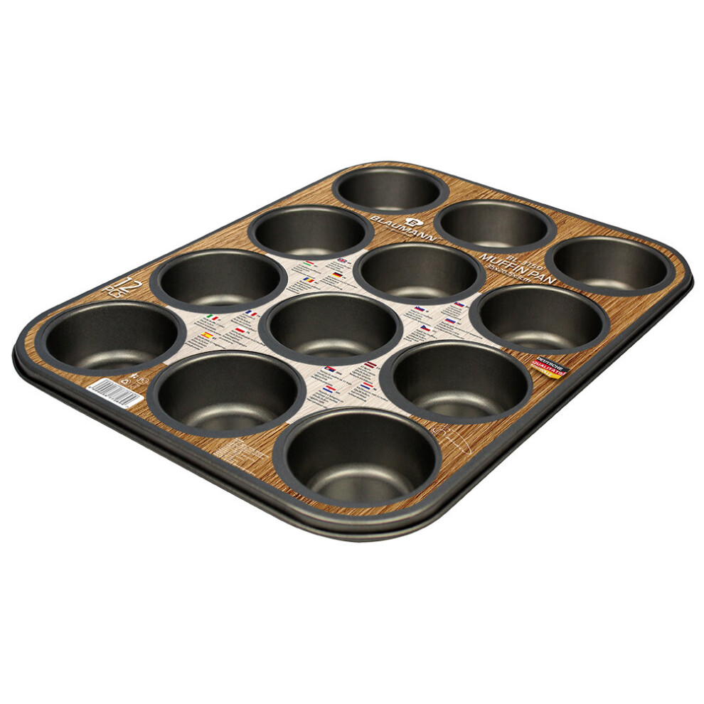 Blaumann 12 Cup Muffin Tray Cake Pan Baking Tin Cupcake Carbon Steel