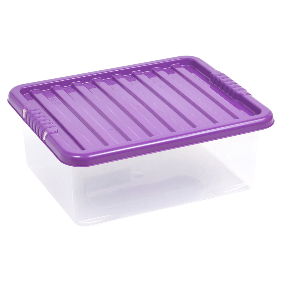 (28L, Purple) 2 X Storage Boxes Stackable Container Lightweight