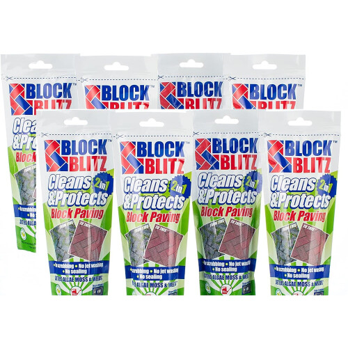8 Sachets Block Blitz Block Paving Path, Patio Treatment Cleans 120sqM