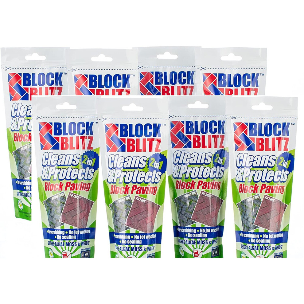 8 Sachets Block Blitz Block Paving Path, Patio Treatment Cleans 120sqM