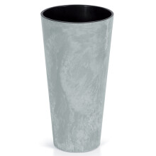 (Tall, 2) Tall Short Grey Concrete Effect Flower Plant Pot Indoor Outdoor Garden Planters
