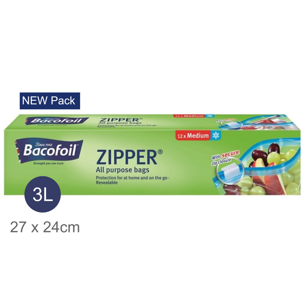 Bacofoil Zip n Seal Food Freezer All Purpose Zipper Bags│BPA Free│MED