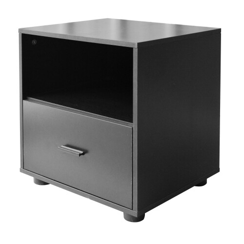 URBN Living (1, Black) 1 Or 2 Drawer Wooden Bedside Table Storage