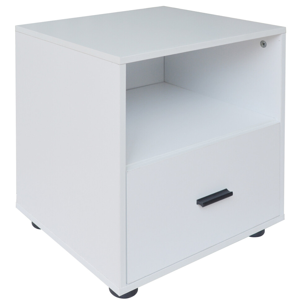 (1, White) 1 Or 2 Drawer Wooden Bedside Table Storage