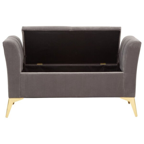 Pettine Chic Soft Touch Fabric Ottoman Storage Bench - Grey 1