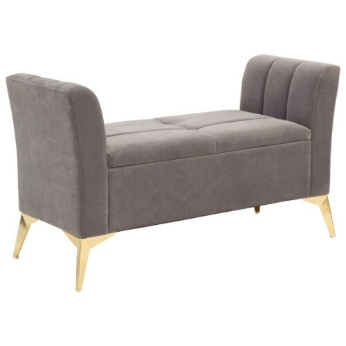 Pettine Chic Soft Touch Fabric Ottoman Storage Bench - Grey