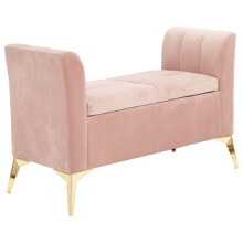 Pettine Chic Soft Touch Fabric Ottoman Storage Bench - Blush Pink