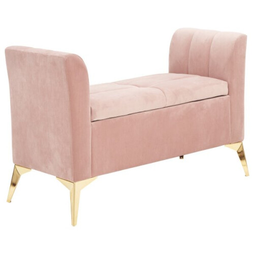 Pettine Chic Soft Touch Fabric Ottoman Storage Bench - Blush Pink