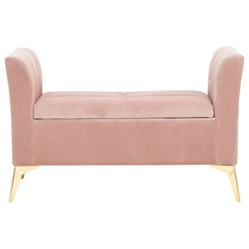 Pettine Chic Soft Touch Fabric Ottoman Storage Bench - Blush Pink 1
