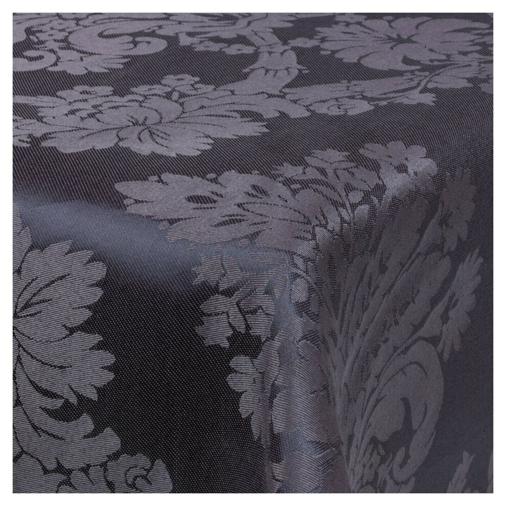 Urbn Living (, 220Cm X 150Cm) Damask Floral Jacquard Rectangle Oblong Table Cloth Grey
