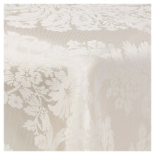 (Beige, 220cm X 150cm) Damask Floral Jacquard Rectangle Oblong Table Cloth