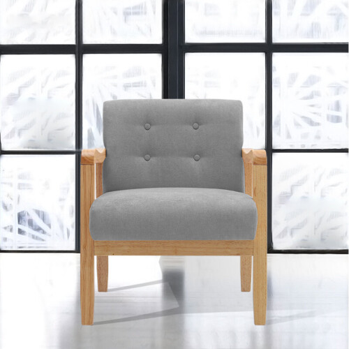 Living And Home Modern Fabric Upholstered Accent Armchair Solid Wood 1