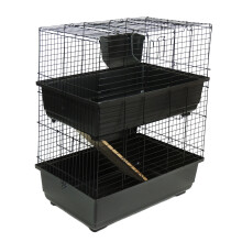 Little Friends Double Tier Rabbit Cage, 100cm, Blue/Black