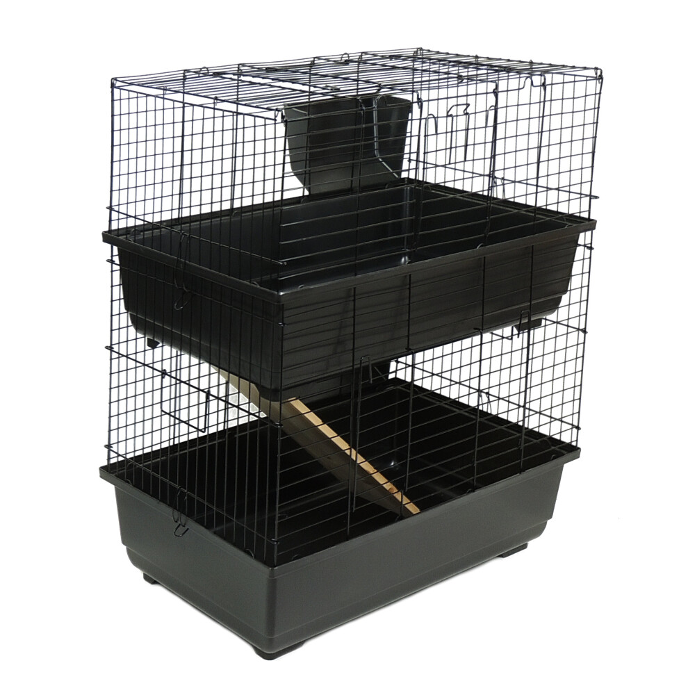 Little-Friends Little Friends Double Tier Rabbit Cage, 100Cm, Blue/Black