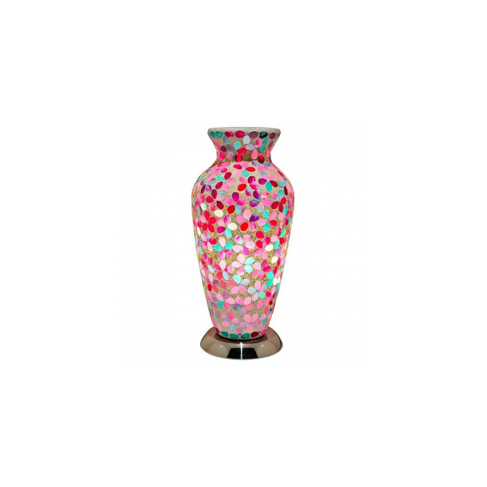 Mosaic Glass Vase Lamp - Pink Flower