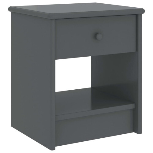 VidaXL vidaXL Solid Pinewood Bedside Cabinet Dark Grey 40 cm Wooden Side End Table