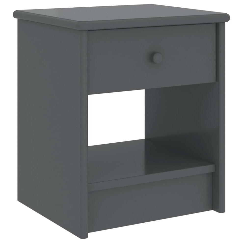 vidaXL Solid Pinewood Bedside Cabinet Dark Grey 40 cm Wooden Side End Table