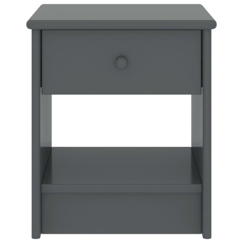 VidaXL vidaXL Solid Pinewood Bedside Cabinet Dark Grey 40 cm Wooden Side End Table 1