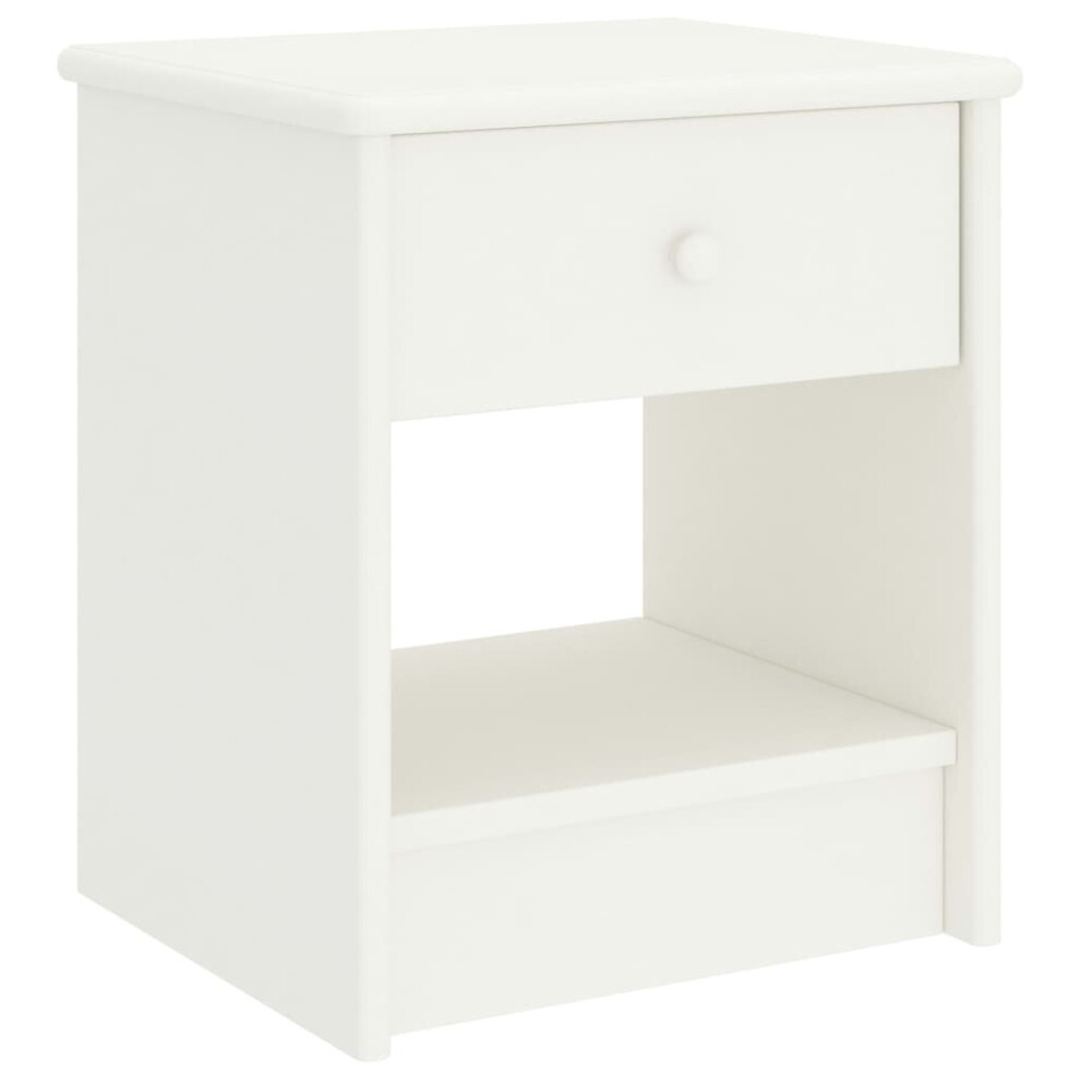 vidaXL Solid Pinewood Bedside Cabinet White 40 cm Nightstand Side End Table